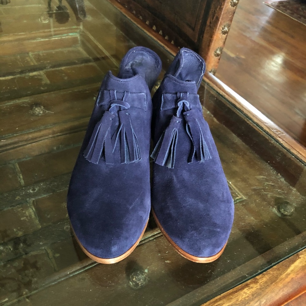 Navy suede booties